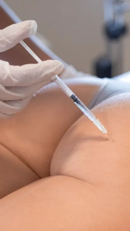 Harmonização Corporal em Joinville - Aplicação Injetável Aplicação injetável em região do corpo, técnica usada em harmonização corporal na Clínica Dra. Simoni Bett, Joinville